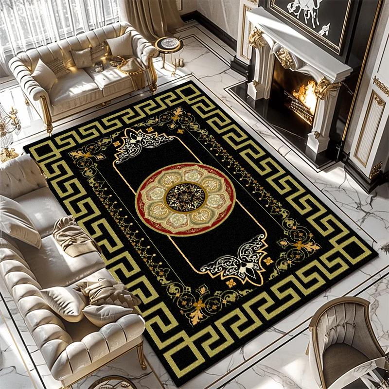 Modern Simple Household Mat Soft Luxury Carpets for Living Room Non-slip Bedroom Luxury Decoration Tapetes Black 160x230cm Rug