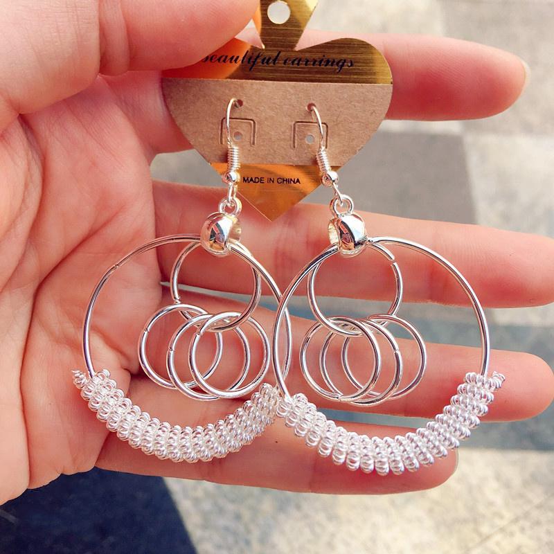 Women Round Circle Hoop Hook Ear Drop Earrings Wedding Jewelry Gift