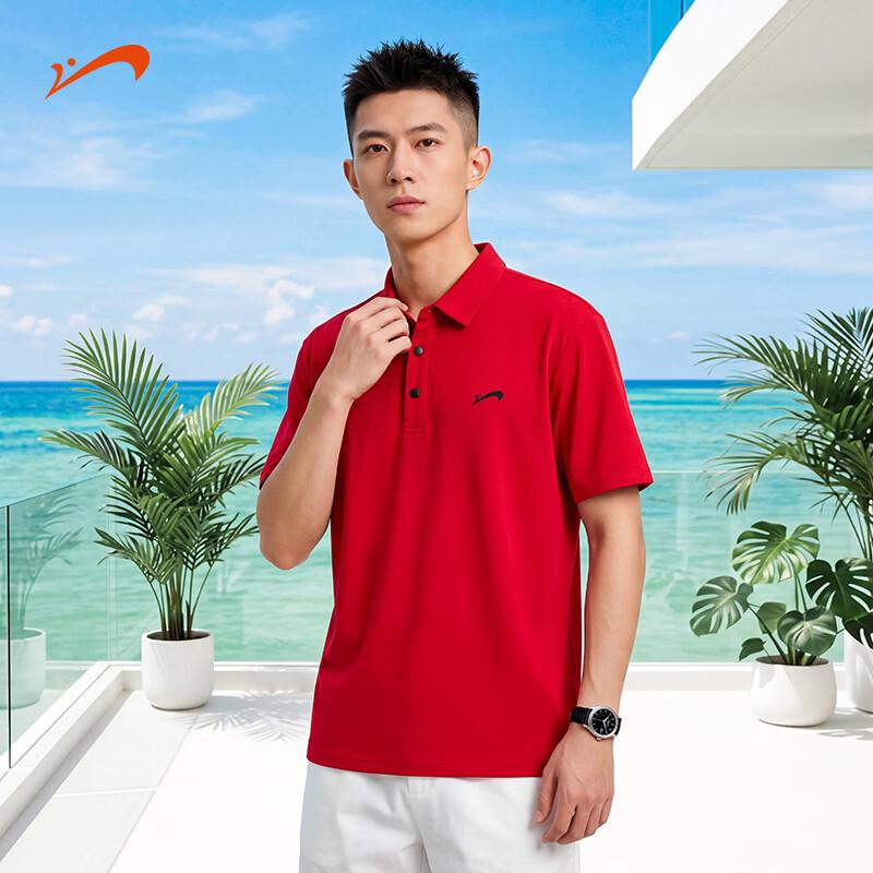 Guirenniao Men s Business Casual Knitted Short Sleeve Polo Shirt M красный