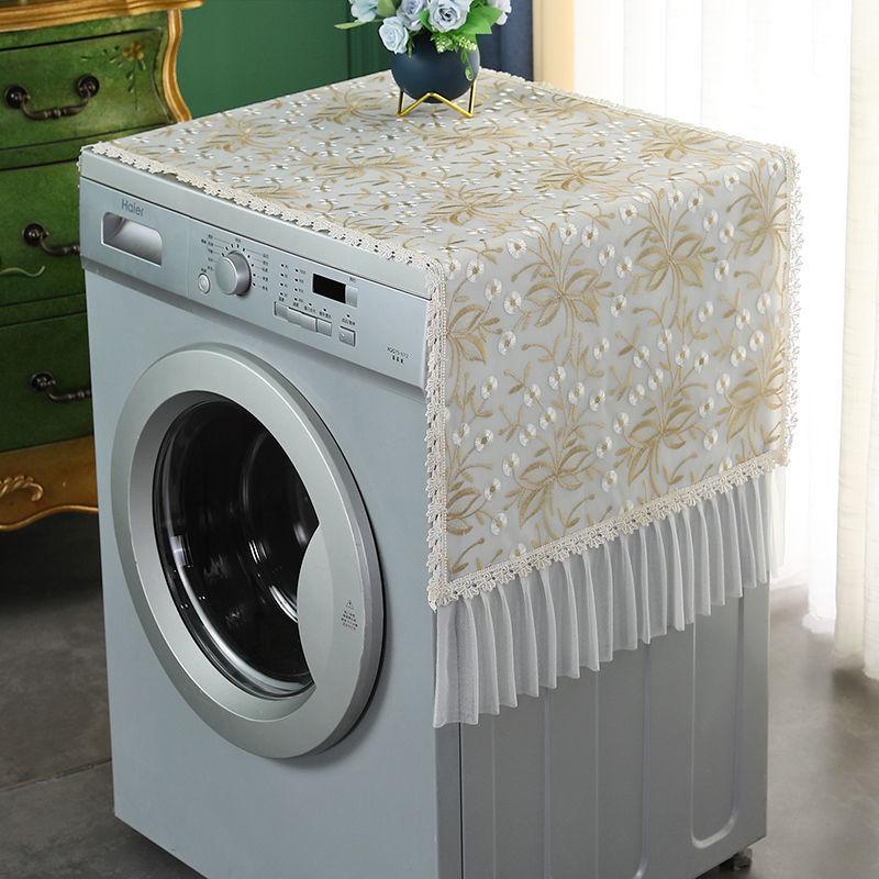 Lace Embroidery Washing Machine Covers Sunscreen Anti-slip Dust Cases for Automatic Protective Cover Decoration