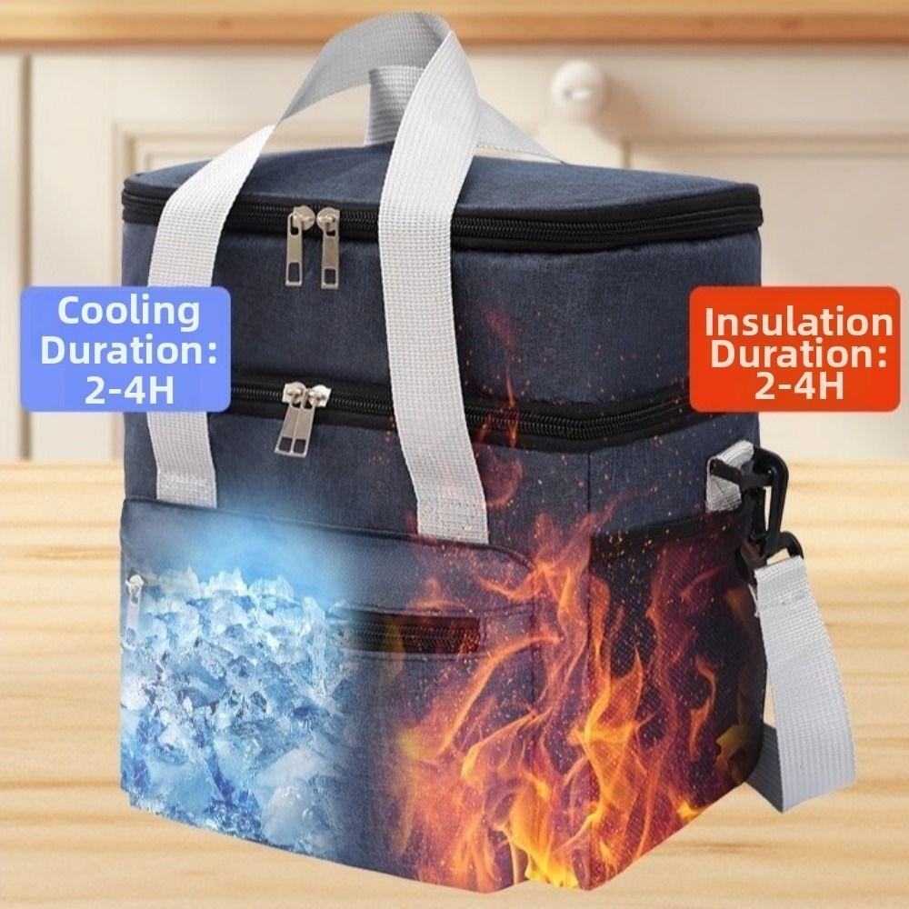 with Shoulder Strap Picnic  Bag Large Capacity Thermal Lunch Pouch  Travel Picnic