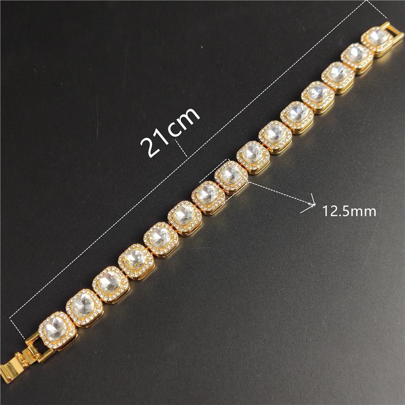 Hip Hop Plně Křišťálové 13mm Čtvercové Tenisové Náramky pro Muže Ženy Bling Kamínkový Kubánský Řetízek Luxusní Šperky