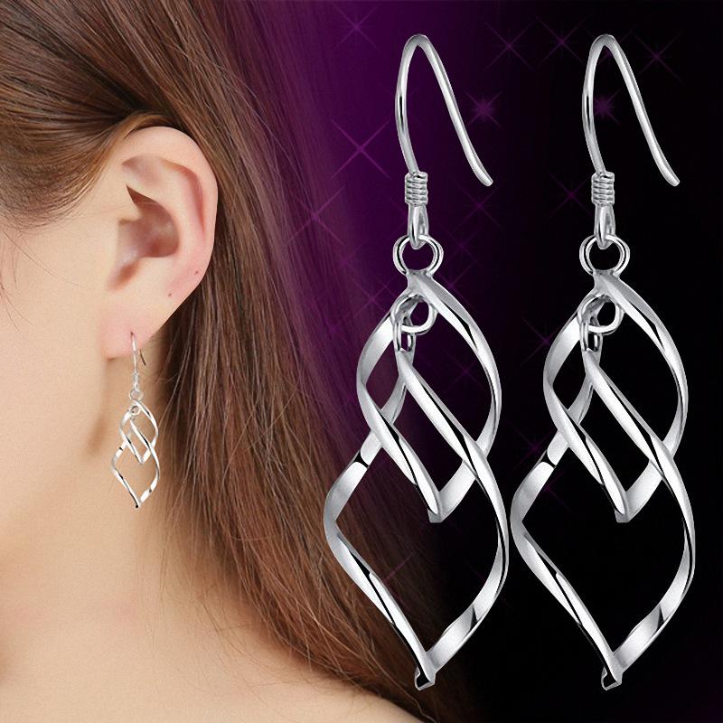 Leaf Fashion Double Twist Long Tassel Earrings