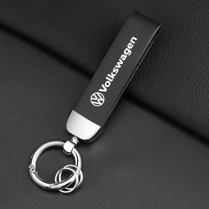 Metal Leather Car Keychain Key Ring Badge Accessories For Volkswagen Golf-5 6 7 MK6 Jetta Lavida Polo Tiguan Passat B5 B6 B7