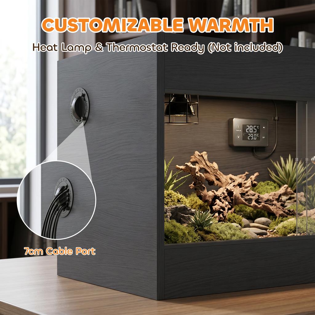 Reptile Terrarium High-Strength for Gecko 60 X 45 X 45 Cm Black