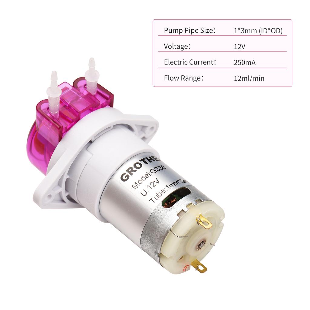 GROTHEN Peristaltic Pump Dosing Pump Mini Pump Liquid Self-priming Water Pump Silicone Tube for Aquarium Tank Lab Chemical Analy