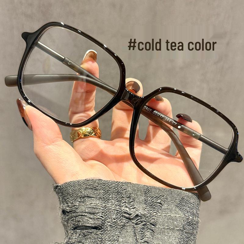 Ultralight TR90 Black Frame Anti-Blue Light Myopia Glasses for Women - Slimming Round Face Design, No Makeup Look