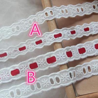 4Meters/lot Wide 1.7cm/2CM Can Pass Ribbon Lace( Do Not Include Ribbon )Cotton Cloth Embroidered Lace Wedding Diy Material
