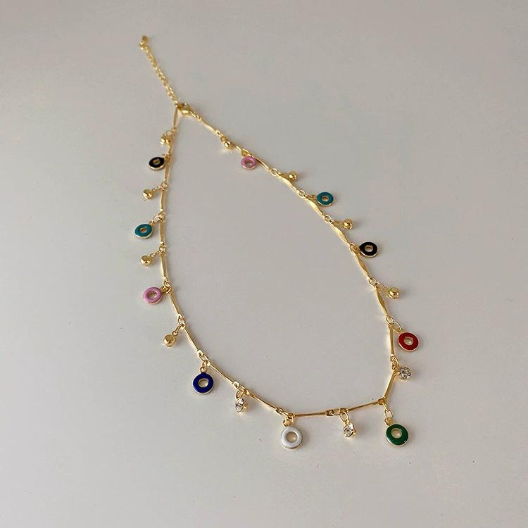 Color Gravel Necklace Women'S Summer Tide Simple And Versatile Niche Temperament Girlish Collarbone Chain Fashion Bracelet