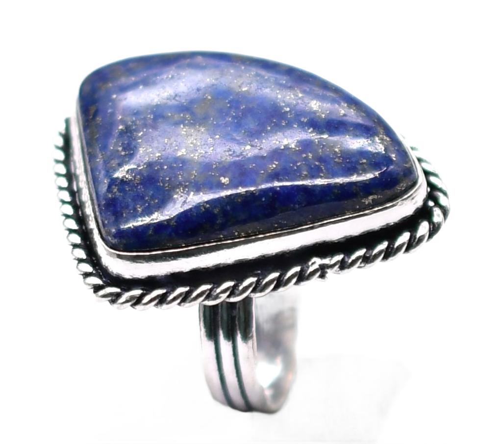 Lapis Lazuli Natural Gemstone Antique Silver Plated Ring US Size-7 R 5322