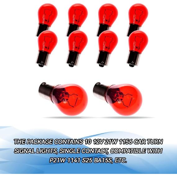 10 PCS 1156 Car Halogen Brake Light, P21W 1141 S25 High Brightness Light Red