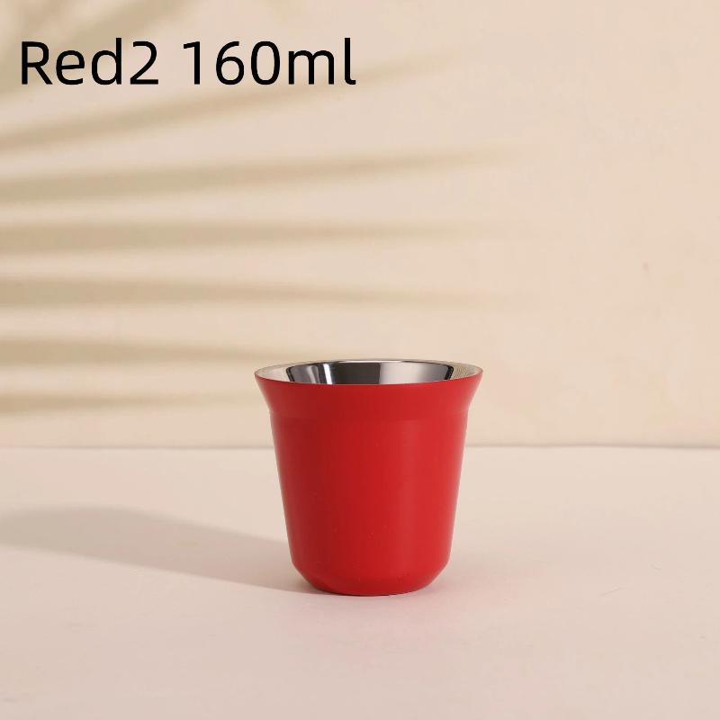 Tazza da Caffè Espresso in Acciaio Inossidabile da 80/160 ml Portatile a Doppio Strato Tazza da Tè per Bevande da Ufficio Mini Tazza da Whisky Vino