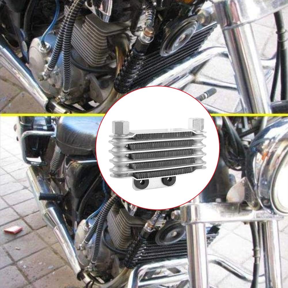 Zestaw Chłodnicy Oleju, Stop Aluminium 5-rzędowy Uniwersalny Chłodnica Oleju Silnika Radiator Chłodzący Zamiennik do Motocykla Dirt Bike ATV Pit Bike, Srebrny