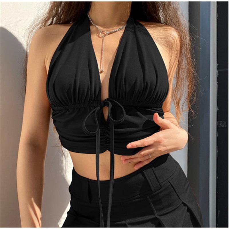 Black Brown Corset Top Sexy Cute Spaghetti Strap Crop Tops Fashion High Street Summer Women Top 90s Y2k Aesthetic Camisoles