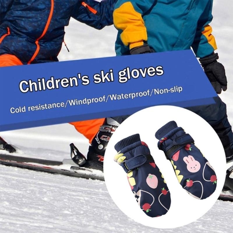 Thickened Winter Gloves Anti Slip Snow Gloves Unisex Warm Mittens Outdoor Skiing Skating Hiking Essential for Children