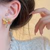 Crystal Flower Stud Earrings Annual Design Premium Earrings Exquisite Versatile Earrings Women