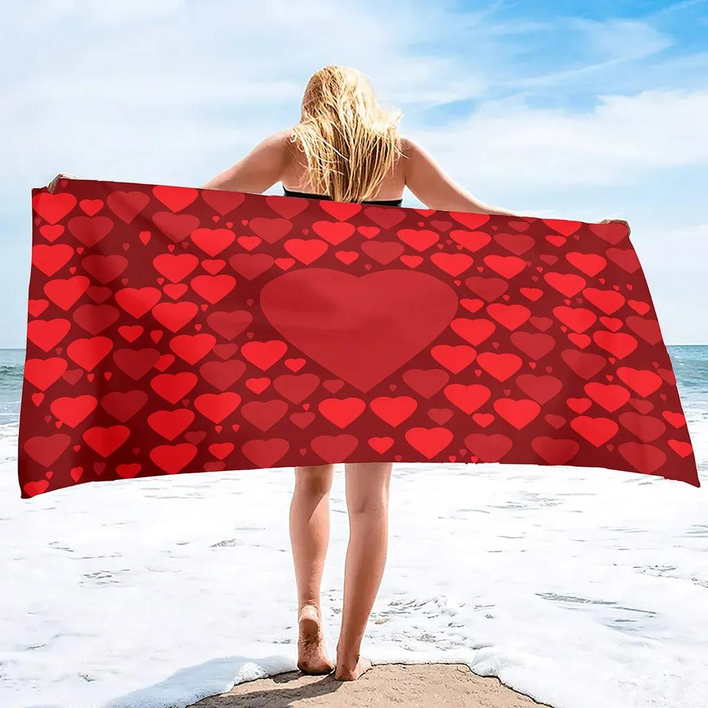 Valentine's Day Large Beach Towel for Adults and Lightweight Pool Towels Quick Dry Beach Towel Water Absorbent Towels for Travel