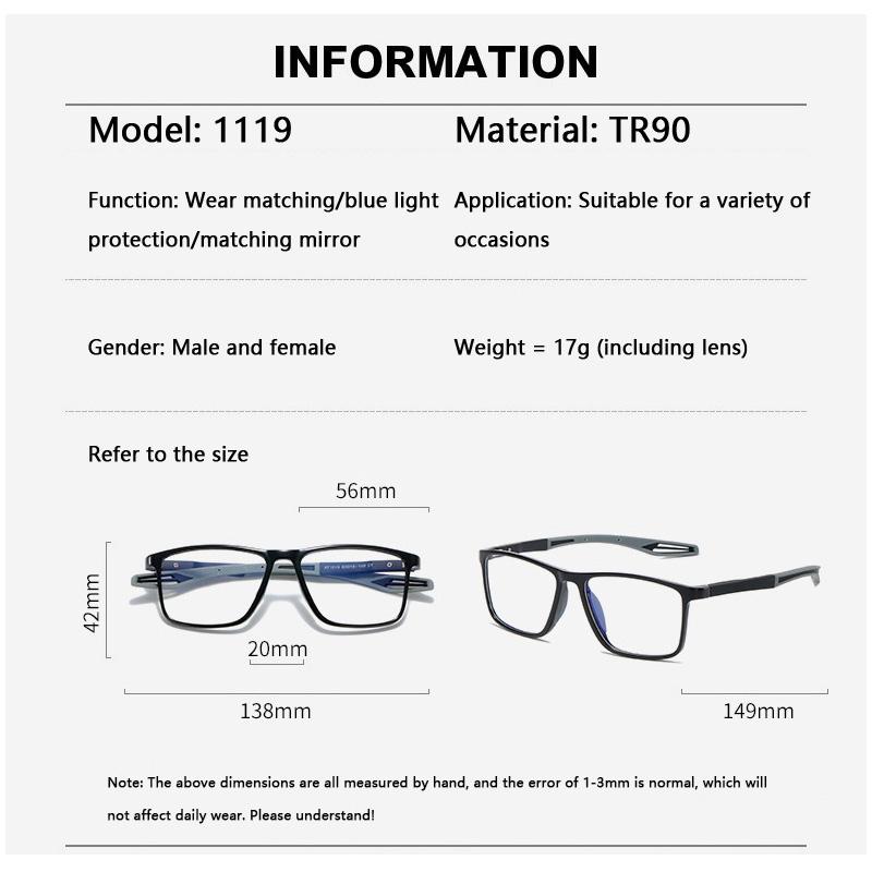 High Quality Blue Light Blocking Reading Glasses Men Sport Prescription Eyeglasses Frame For Men UV Protection