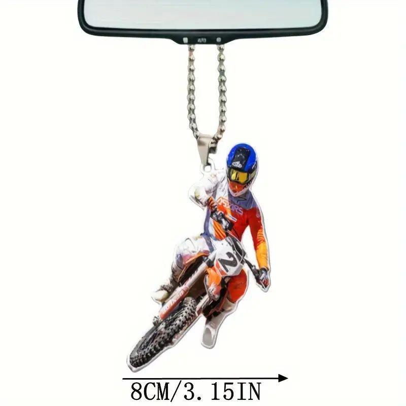 Colorful 2d Motorcycle Acrylic Car Hanging Pendant Stylish Cartoon Design For Decorative Gifts