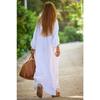 YYFS Women's Fashion Summer Spring Solid Color Print 3/4 Sleeves V-Neck Loose Waistline Casual Dresses