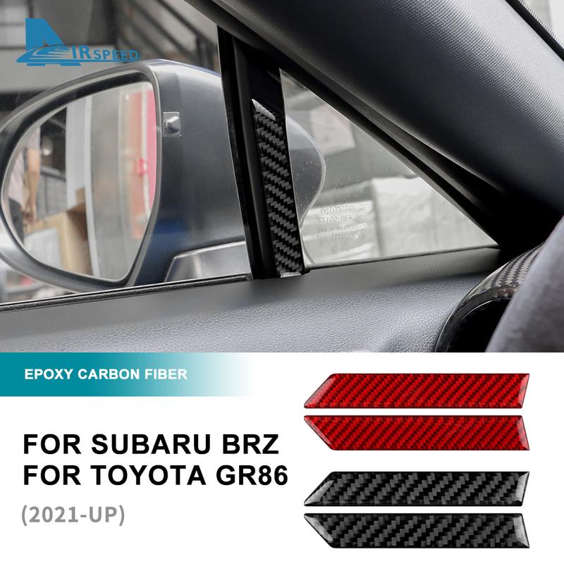 Echte Carbonfaser Auto-Fenster-Dekorationsaufkleber für Subaru BRZ Toyota GR86 2024 RHD LHD Innenraumverkleidungszubehör
