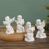[Queen-b] Set of 4 Angel Figurines, Angel Objects, Interior Ornaments, Mini Decor, Cute, White Resin, Stylish Accessories