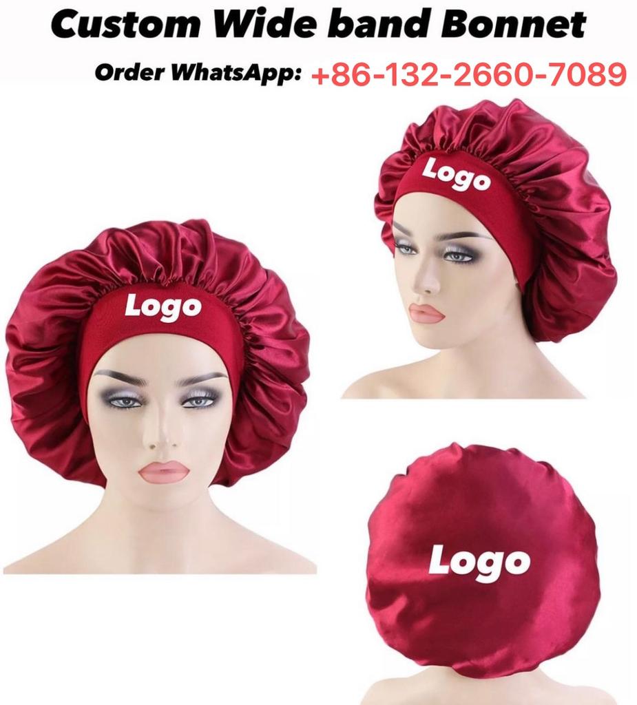 No MOQ Factory Luxury Designer Satin Hair Sleep Bonnets Bonnet