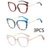 3Pcs Oversized Glasses Frame Women Square Brand Trendy Leopard Cat Eye Spectacle Frame Eyewear Blue Light Blocking Glasses