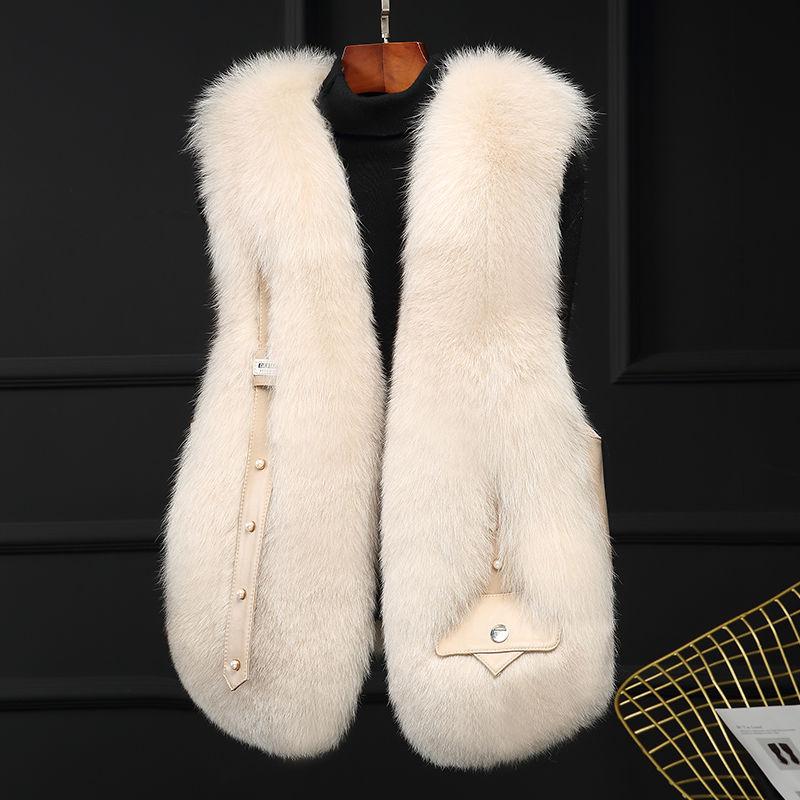 

Высококачественный искусственный меховой жилет из лисы для женщин на зиму и осень M белый