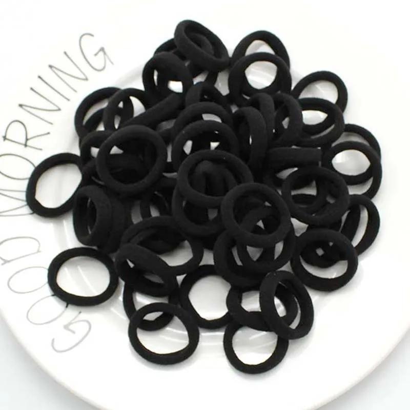 50 Stück/Los Schwarz Bunt Scrunchies Kaffee Rosa Gummiband Seil Stirnband Haargummis 3CM Weiß Elastische Haargummis Für Mädchen