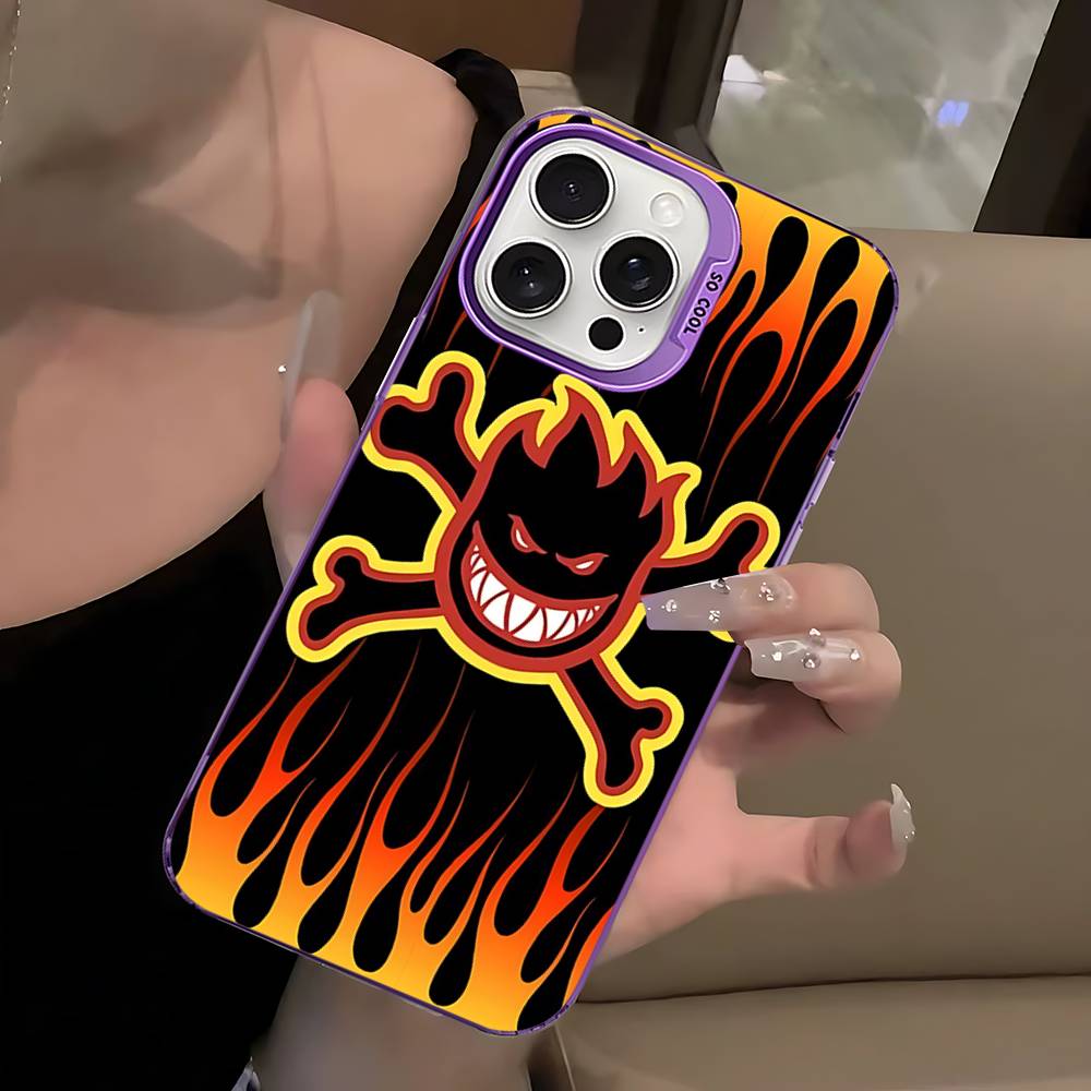 Fashion S-Spitfire Skateboard Phone Case Color Silver Shell For LPhone 17 16 16e 15 14 13 12 11 Pro Max Plus