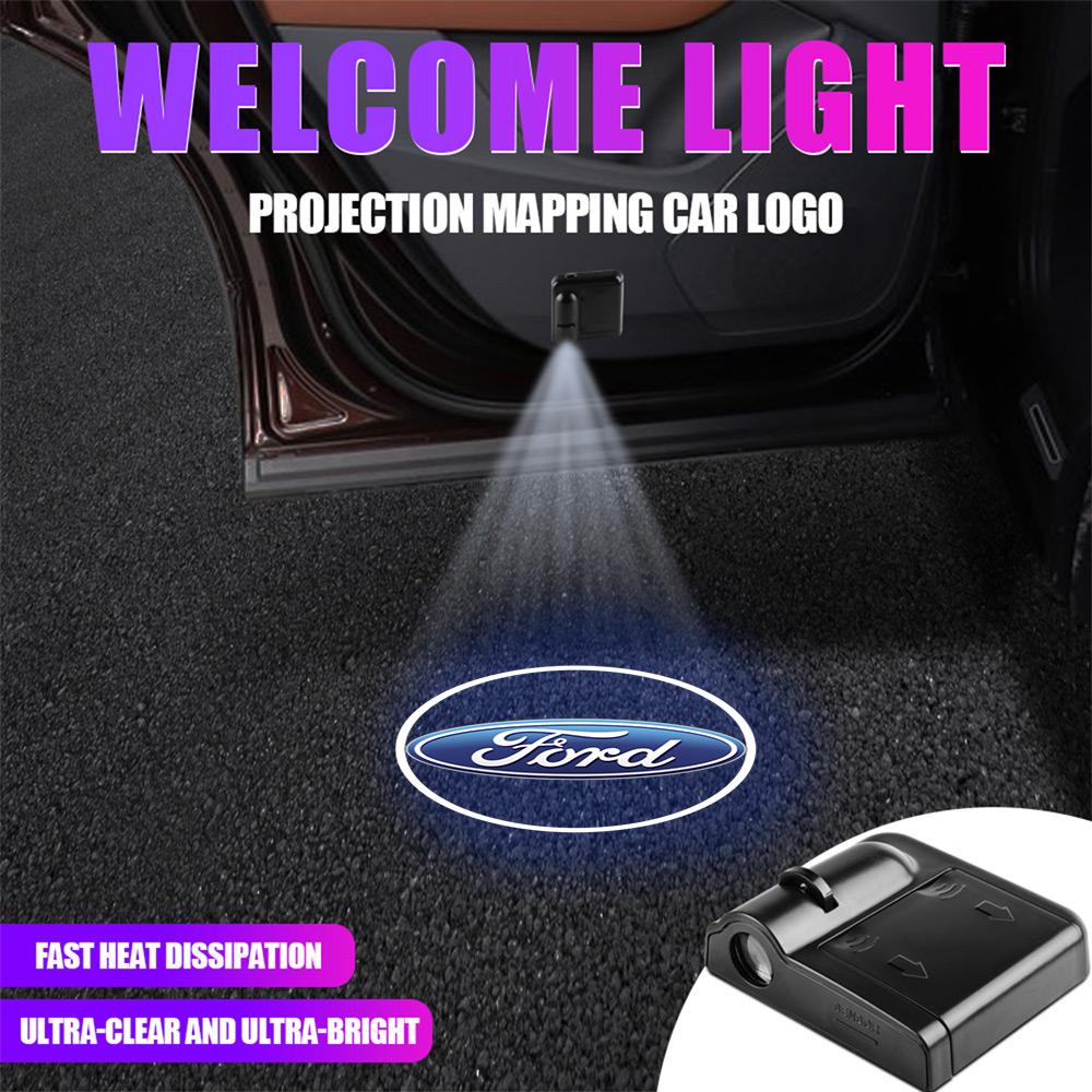 WUKM9 1/2/4PCS Car LED Welcome Light Projector Ghost Lamp Decoration Accessories For Ford Focus Mustang Ranger Fusion Mondeo Kuga ST