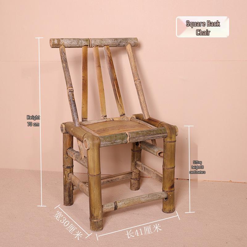 Retro Hand-Woven Bamboo and Rattan Chair for Home and Balcony