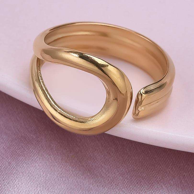 Simple Kpop Fashion Hollow Out Open Adjustable Stainless Steel Rings For Women Men Accessories Silver/Gold Color Jewelry Ring