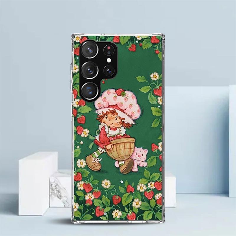 Strawberry Cartoon Girl Soft Cover for Samsung Galaxy S25 Edge S26 S24 S23 Ultra Phone Case S22 S21 Plus S20 FE Print Pattern Sh