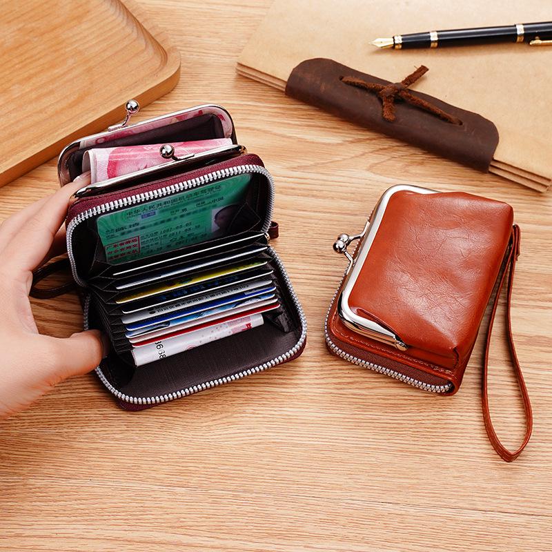 Women's Multi-Card Wallet Clutch with Snap & Zipper