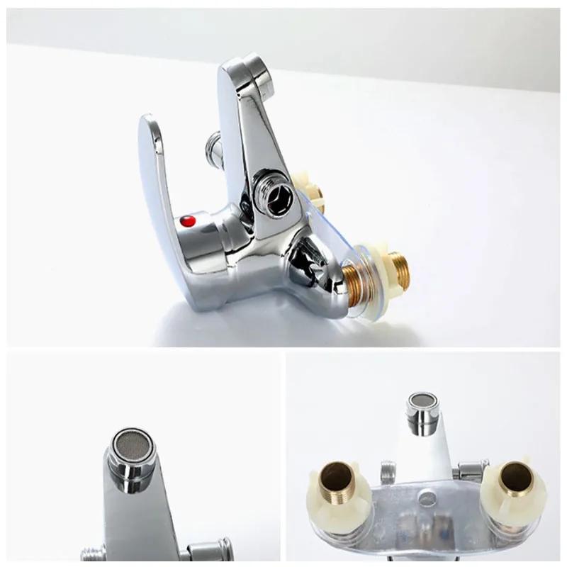 Zinc Alloy Two-Hole Bathroom Faucet Deck Mounted Ceramic Cartridge Cold Water Tap 10Cm Center Distance