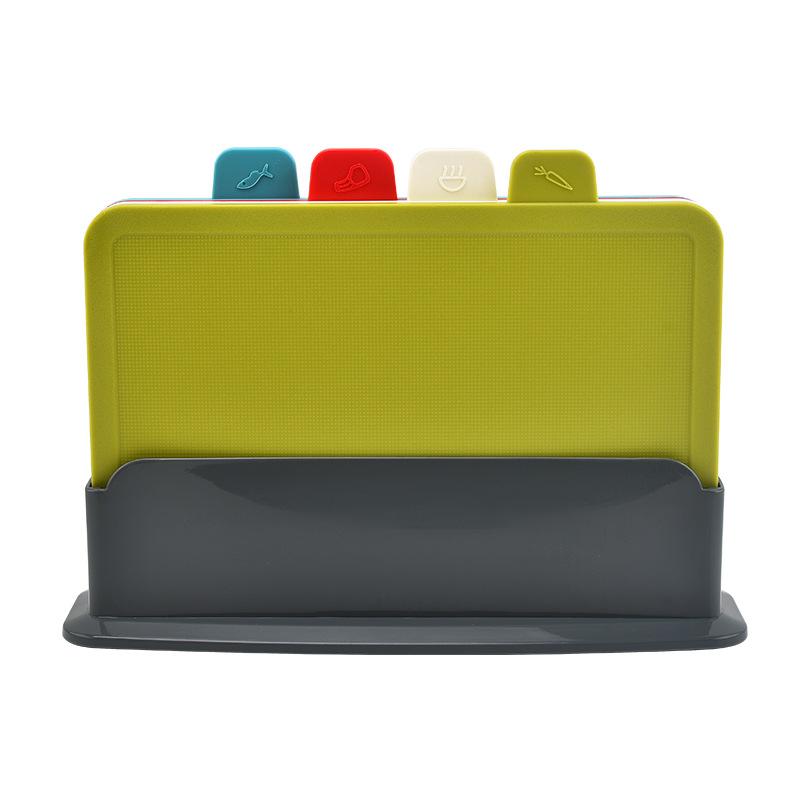 4pcs Food Classification Chopping Boards PP TPR Portable Non Slip Cutting Boards Kitchen Tools Without Non Slip Pad