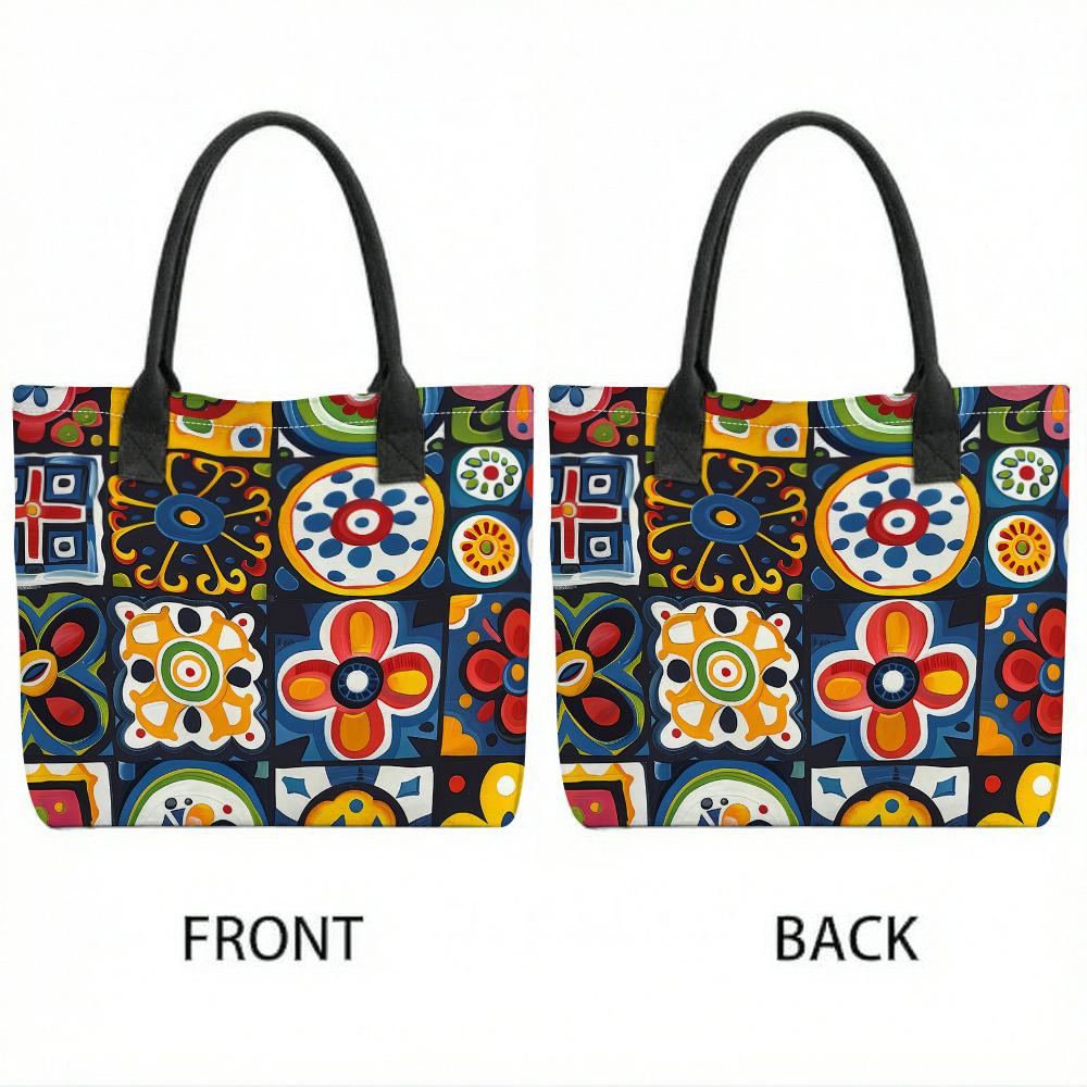 Bohemian Colorful Pattern Tote Bag Large Capacity Casual Daily Shoulder Bag for Shopping Travel