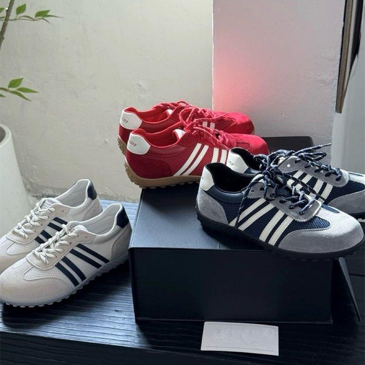 Retro Color Matching Lace-up German Training Shoes Women's 2025 New Versatile Casual Sports Breathable Mesh Forrest Gump White Shoes