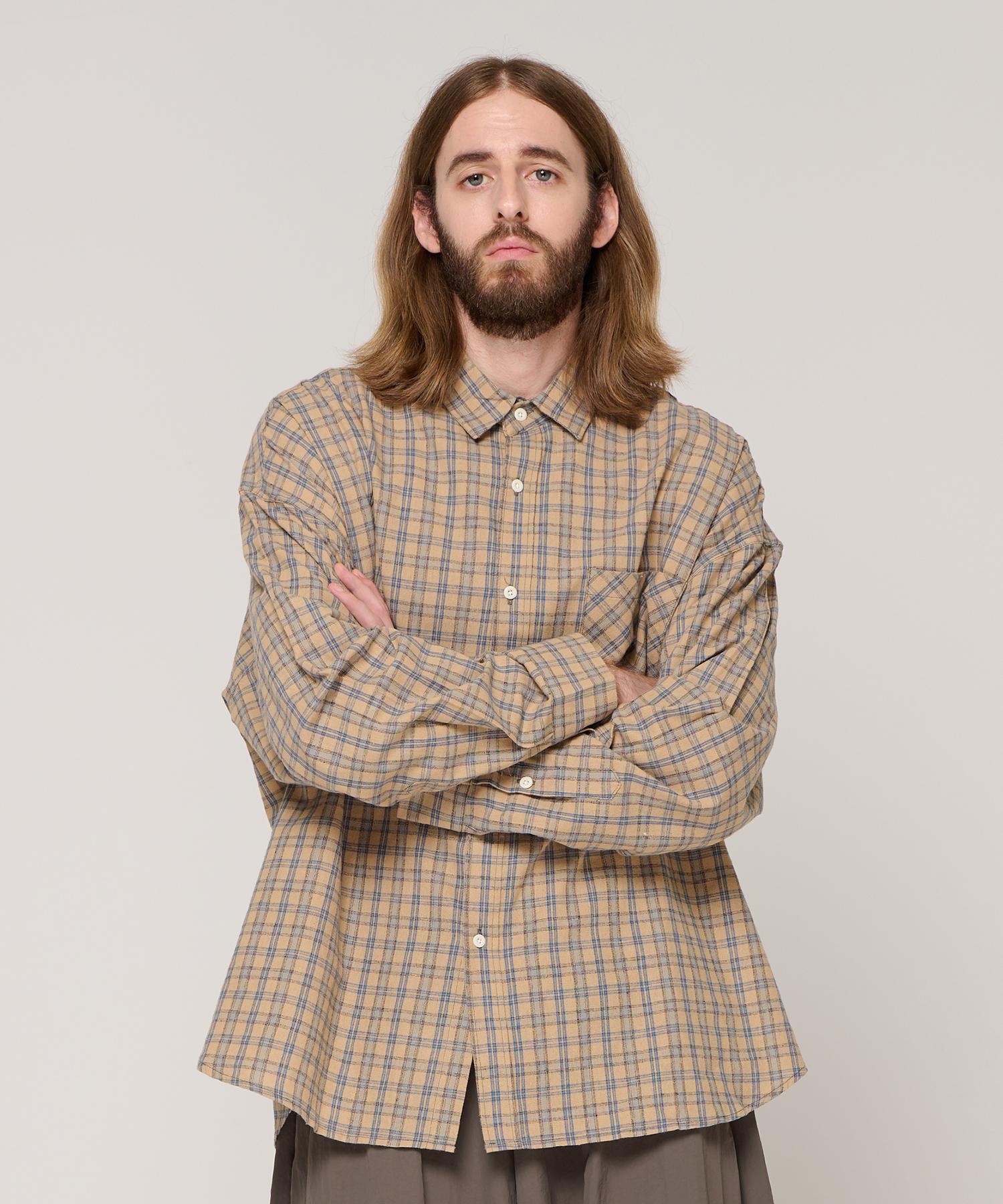 Cargo Bros Plaid Over Check Shirt (Beige) Free