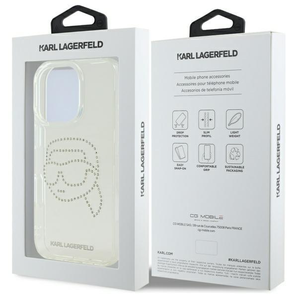 Karl Lagerfeld Klhcp16Xhkhdcelt Iphone   16 Pro Max 6.9 Przezroczysty/Transparent Hardcase Iml Rhinestones Karl Head