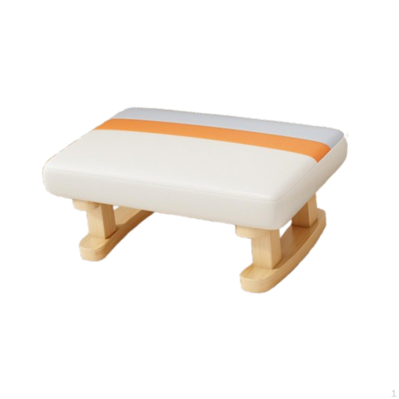 

Подставка для ног с деревянными ножками Мягкий пуфик-скамья Прямоугольная низкая табуретка Маленький низкий пуфик для бежевый