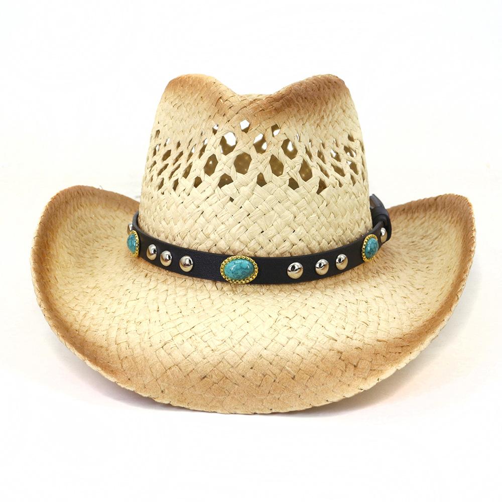 Cowboy hat men's women's cowboy straw hat monochrome felt hat men's and women's big brim outdoor beach knight hat