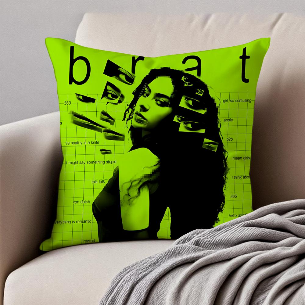 Bold Pop British Singer CCharli XCX Cushion Cover Pillowcase Antidustmite Invisible Zipper Short Plush Sofa Cushion