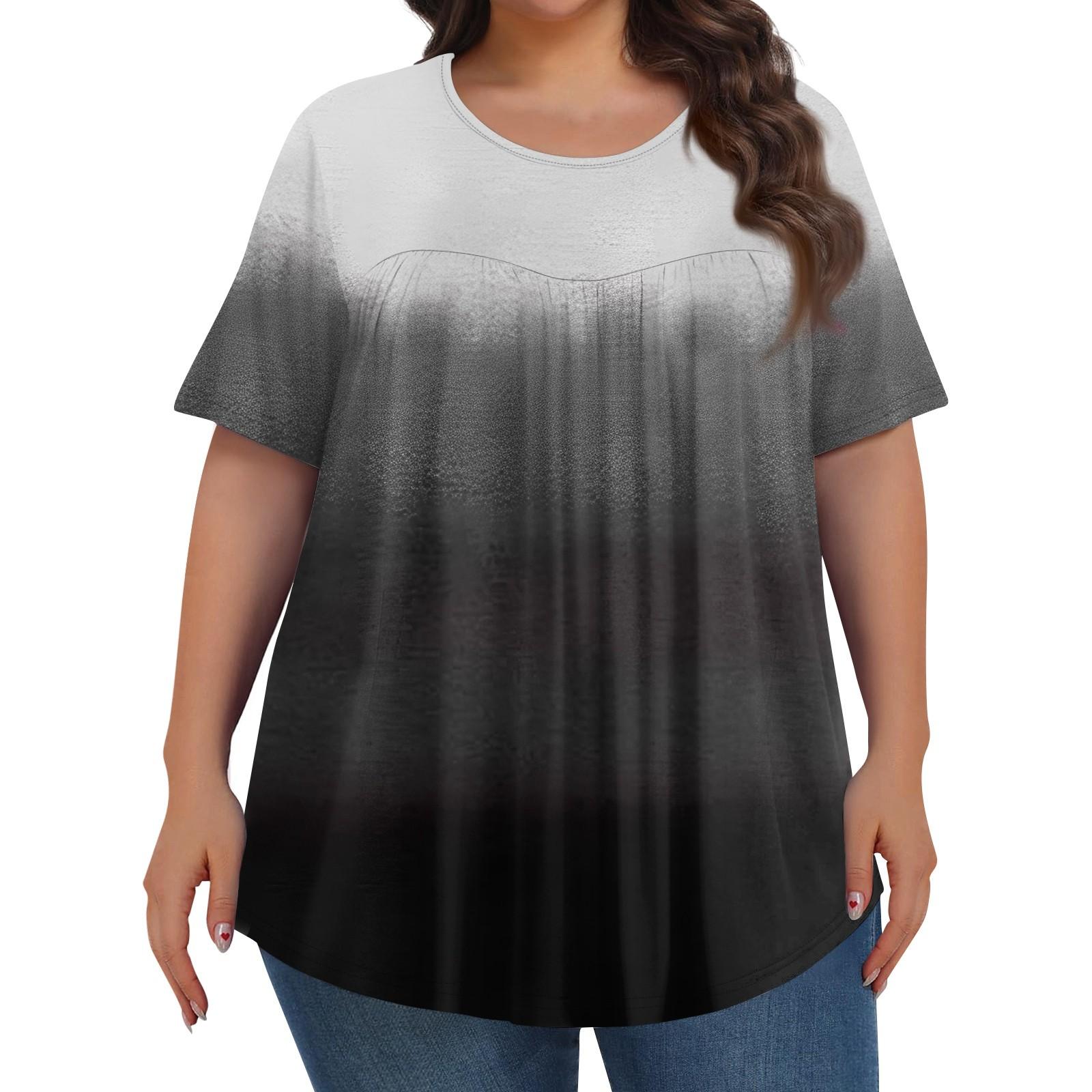 Женский модный повседневный топ с круглым вырезом и короткими рукавами с принтом — фото 3