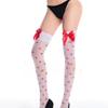 Women Sexy Cute Love Heart Pattern Stockings Nylon High Stockings With Bow Decoration Valentine Day Gift Christmas Wear