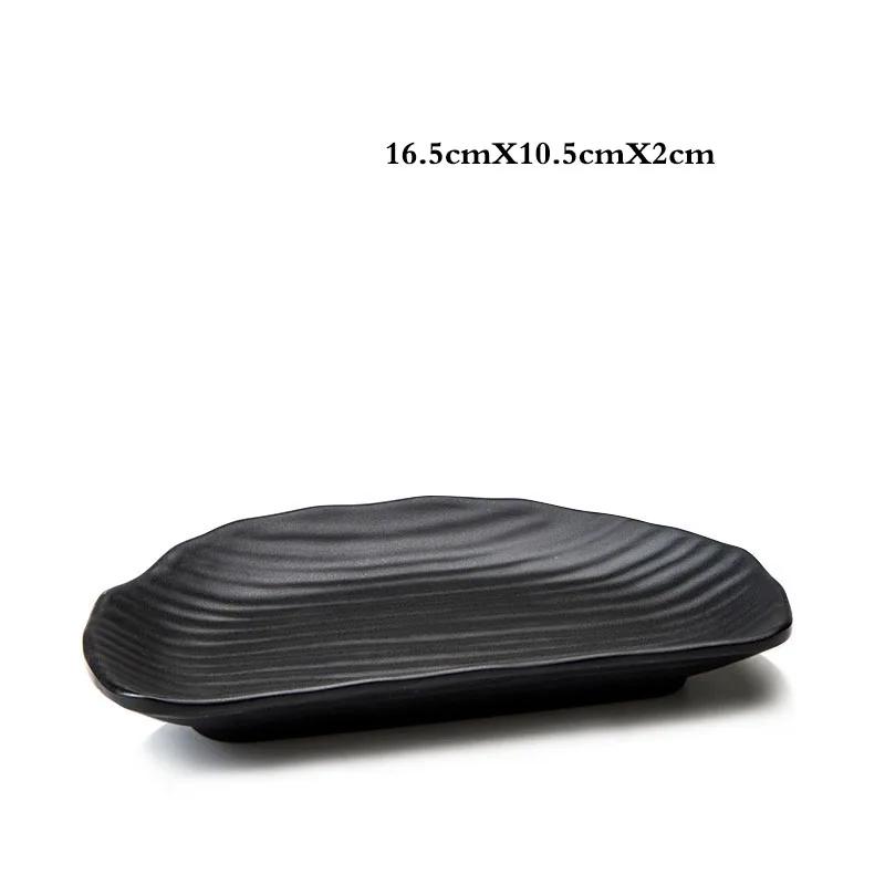 1Pcs Black Melamine Food Grade Plastic Soy Sauce  Pot Bar Tableware Seasoning Sauce Chili Double Grid Sauce Dish Snack Plate