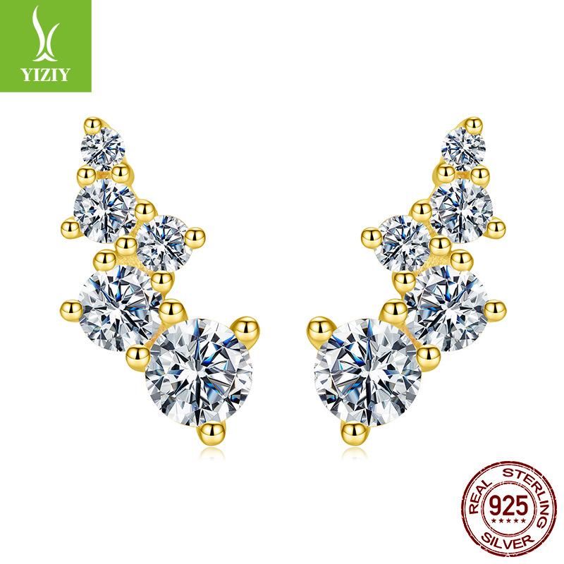 

Delicate Geometric Moissanite Earrings Women S S925 Silver D-Color Mozzarella Bubble Stud Earrings 925 silver