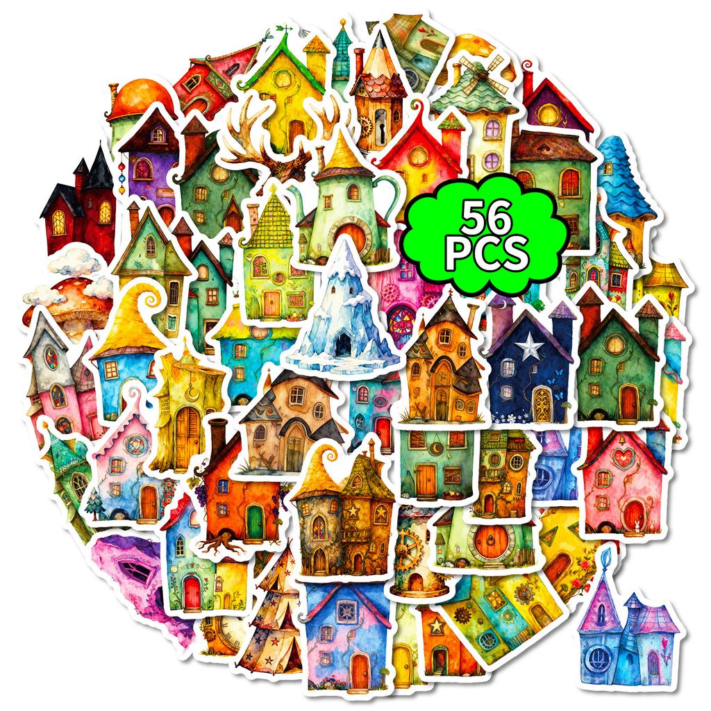 56 Dream Color Magic Cabin Cartoon Graffiti Stickers Hand Account Materials Decorative Luggage Stickers